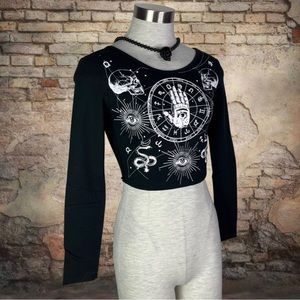 Jawbreaker Gothic Witch Occult Bewitched Hand Cropped Black Top Shirt